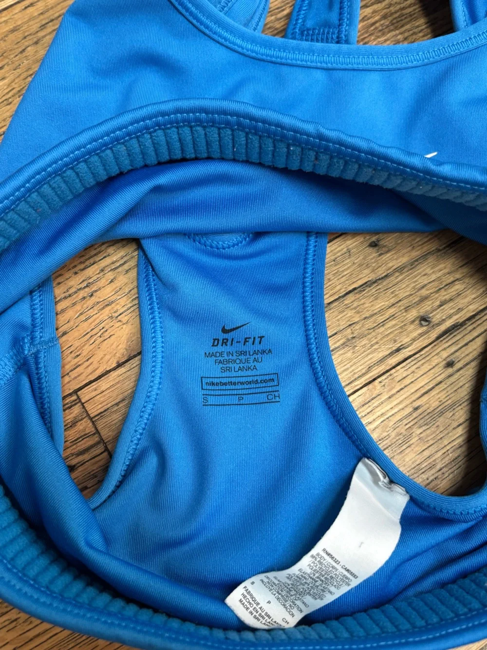 Nike Blue Women's Sports Bra with White Swoosh